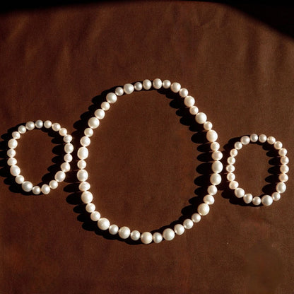Strand Necklace & Bracelet Set Australian South Sea Cygnet Bay Mix Shape 8-12.5mm A2/B2 White 85pc 91cm Stainless Steel Invisible Clasp