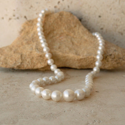 Strand Necklace & Bracelet Set Australian South Sea Cygnet Bay Round/Near Round 8-13mm A3/B2 White 59pc 57cm Stainless Steel Invisible Clasp
