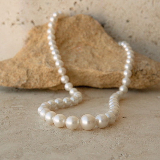 Strand Necklace & Bracelet Set Australian South Sea Cygnet Bay Round/Near Round 8-13mm A3/B2 White 59pc 57cm Stainless Steel Invisible Clasp