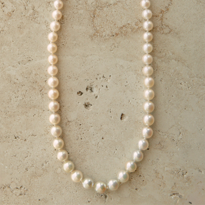 Strand Necklace Australian Akoya Broken Bay Gradient 6.5mm - 8.5mm AA 57pc 9ct Yellow Gold 45cm