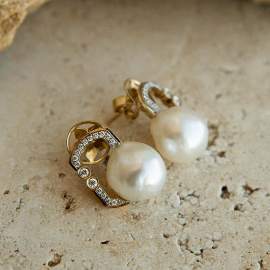 Submerge South Sea Pearl & Diamond Earrings