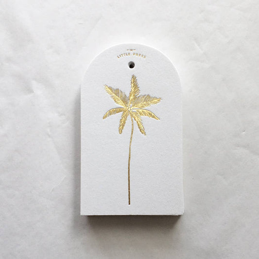 Luxury tags for gifting and decorating, in a die-cut arch shape with hole punch.

