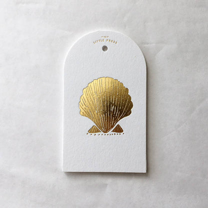 Luxury tags for gifting and decorating, in a die-cut arch shape with hole punch.

