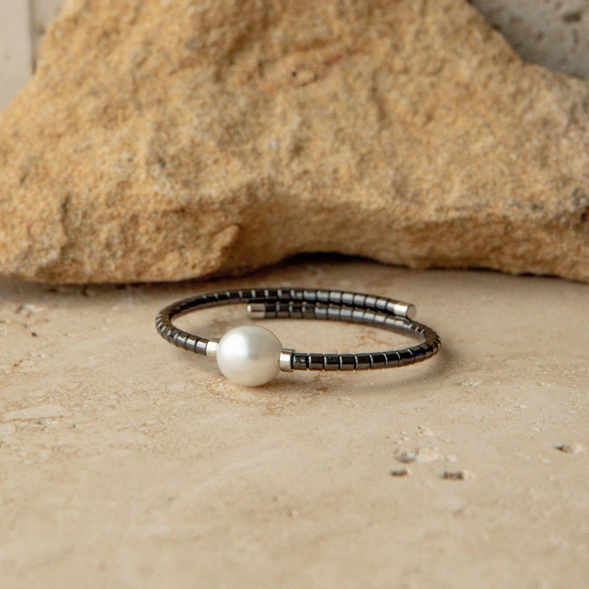 Terra Bracelet Black Australian South Sea Cygnet Bay Drop 12mm B1 Stainless Steel-Small