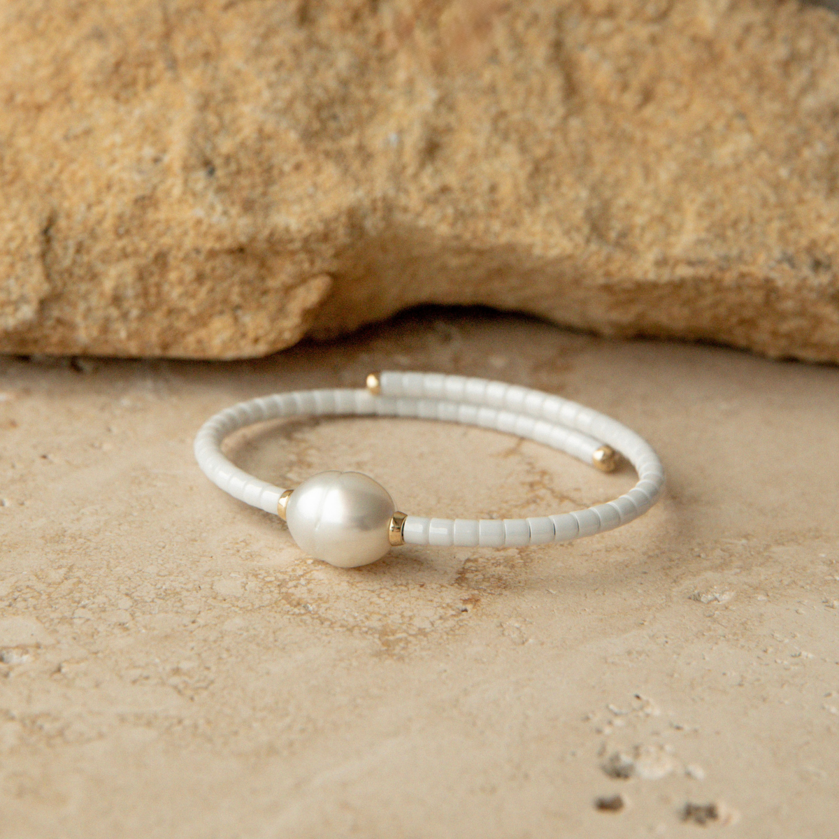 Terra Bracelet White Australian South Sea Cygnet Bay Circle 11.5mm A3 18ct Yellow Gold-Small