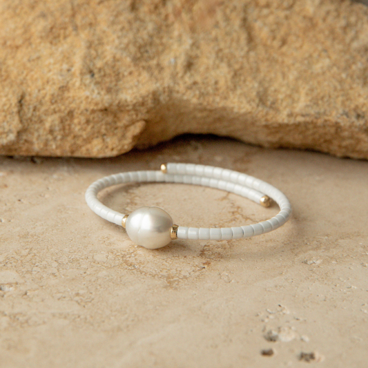 Terra Bracelet White Australian South Sea Cygnet Bay Circle 11.5mm A3 18ct Yellow Gold-Small