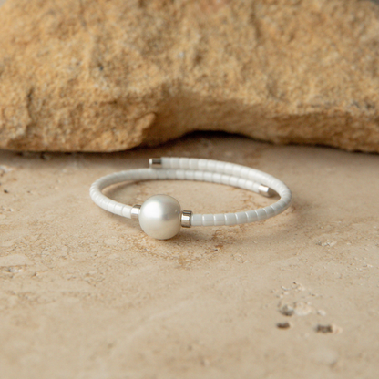 Terra Bracelet White Australian South Sea Cygnet Bay Drop 12mm A3+ Stainless Steel-Small