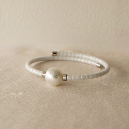 Terra Bracelet White Australian South Sea Cygnet Bay Drop 12mm A3+ Stainless Steel-Small