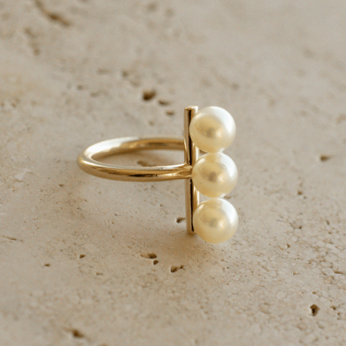 A unique Akoya Pearl Ring featured Broken Bay (NSW) grown Australian Akoya pearls set in gold.