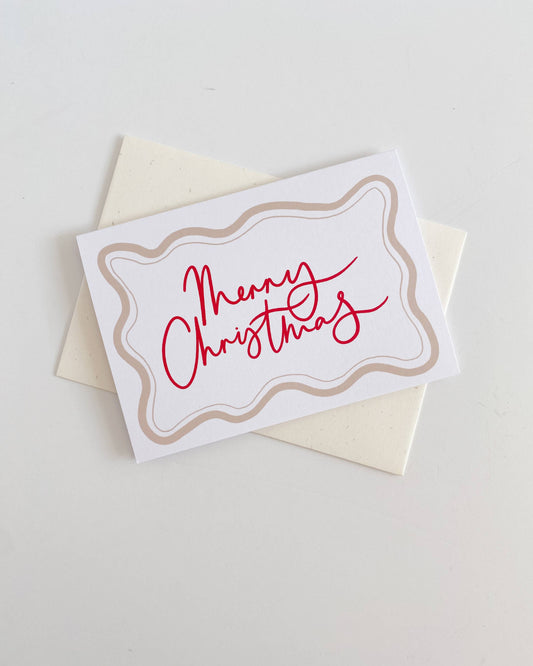 Christmas card with 'Merry Christmas' text on a white background