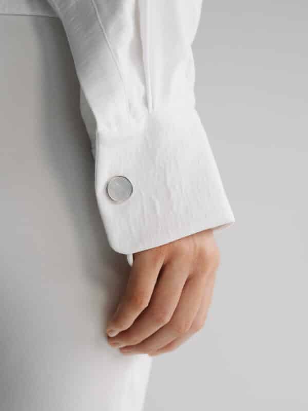 Mother of Pearl You & Me Cufflink worn by Model