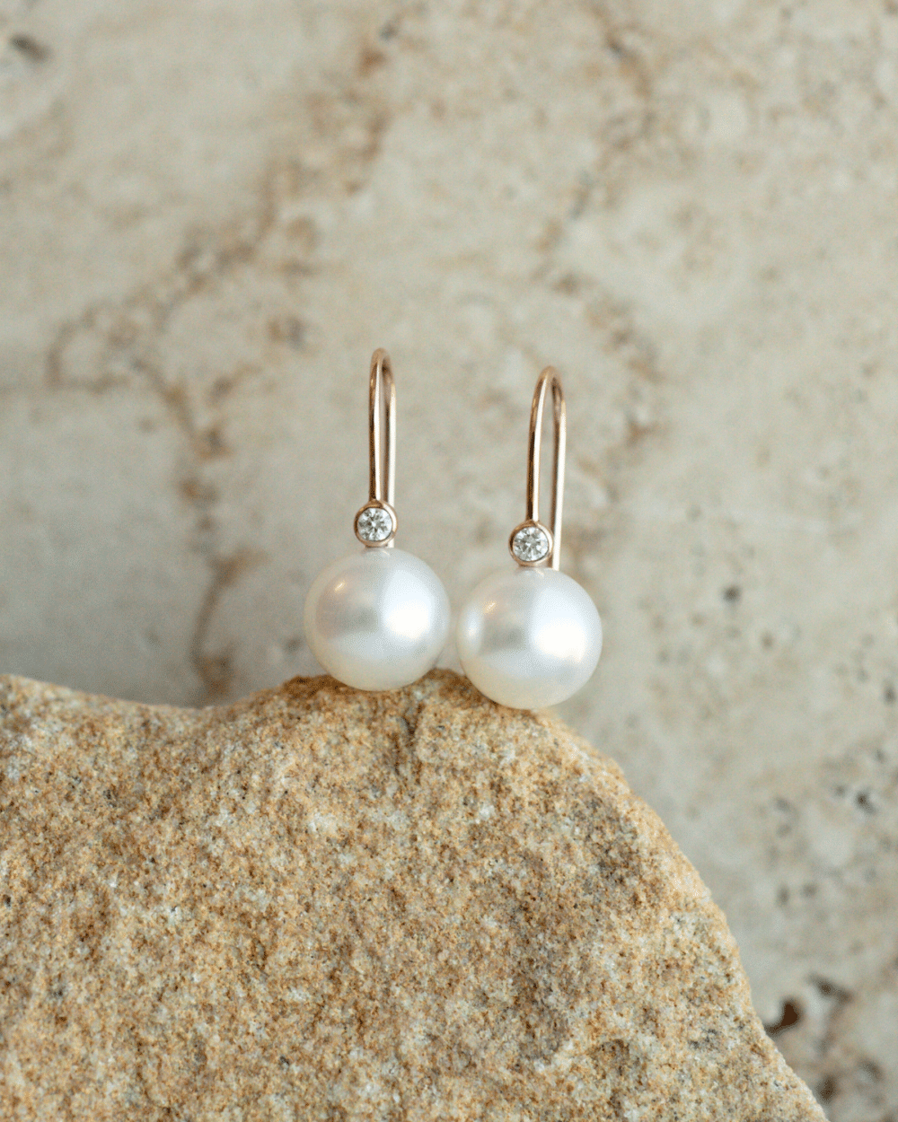 Rose Gold Nivea Earrings with South Sea pearls
